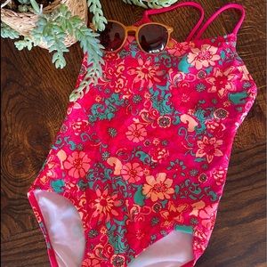 Cute girls pink one-piece